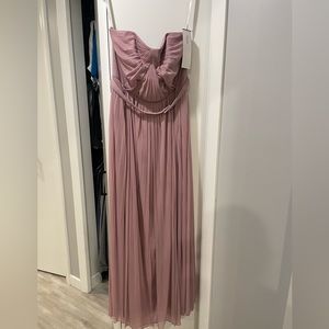 NWT David’s bridal bridesmaid six panel convertible gown. color: quartz